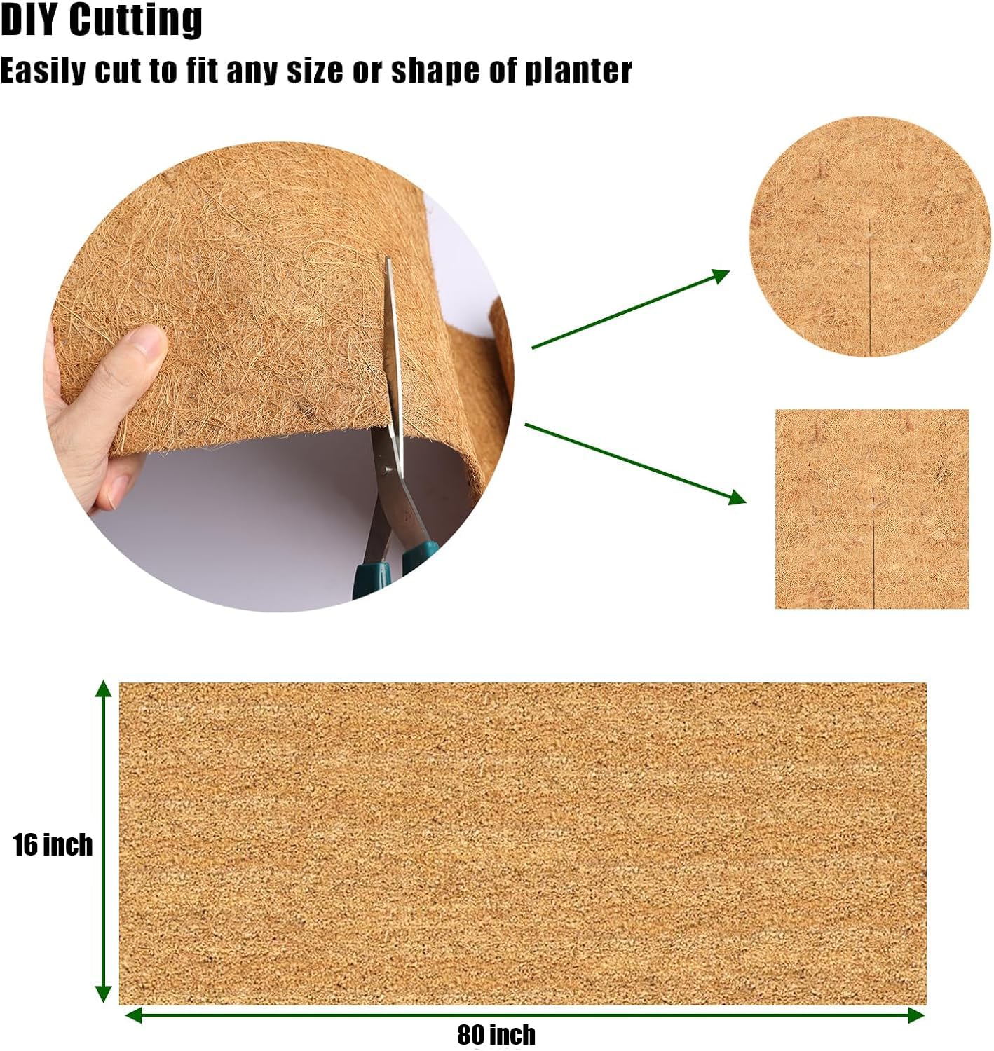 Rouleau de revêtement en fibre de coco 40,6 x 203,2 cm, tapis de sol en fibre de coco pour jardinières, tapis de sol pour reptile, nichoir de poulet, tapis de nidification pour tortue, feuille