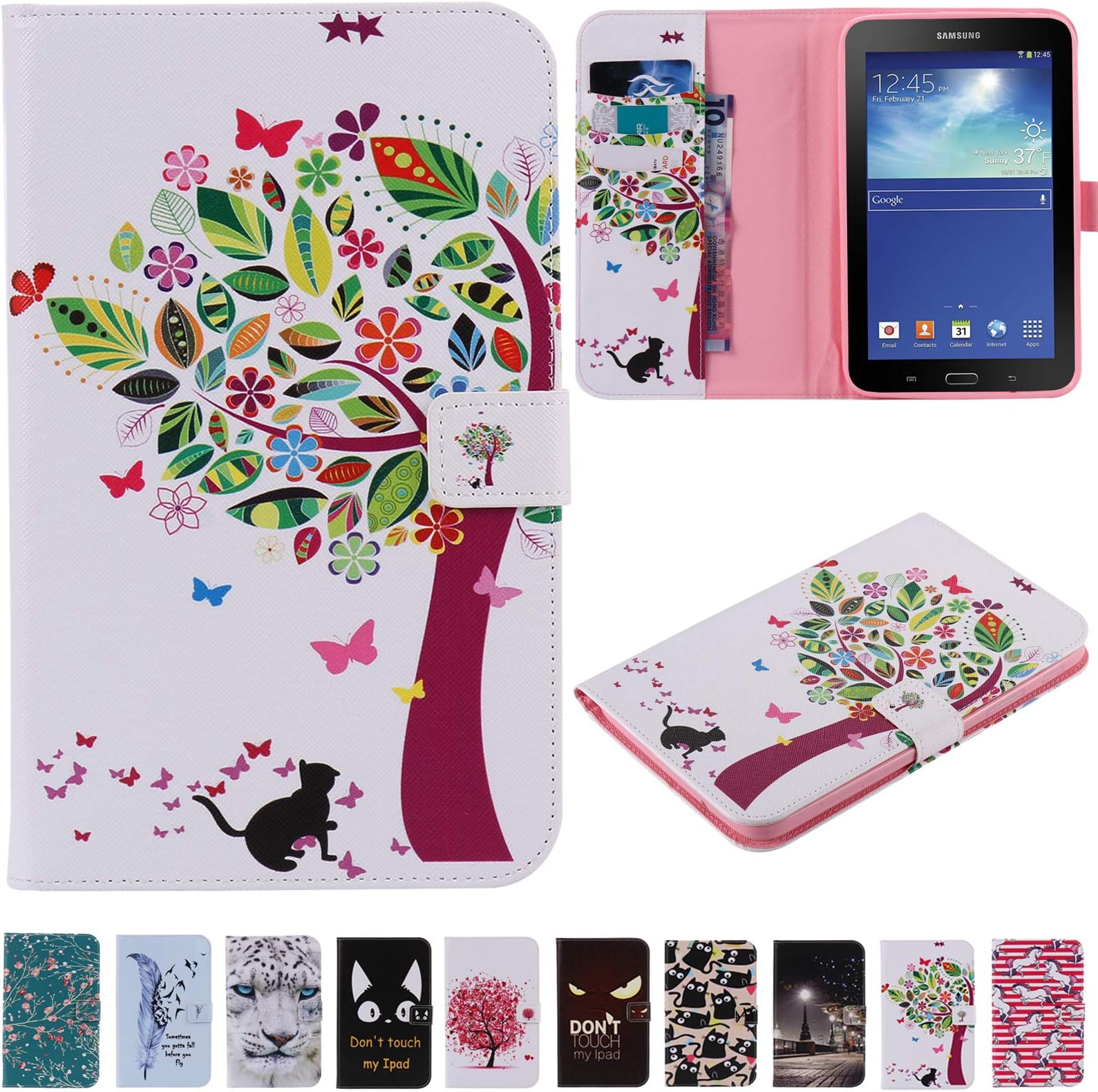 Case for Galaxy Tab E Lite 7.0, Slim Lightweight PU Leather Stand Case Card Slot Case for Samsung Galaxy Tab E Lite 7.0 SM-T113/Tab 3 Lite 7.0 SM-T110/SM-T111 7-Inch Tablet (Green)