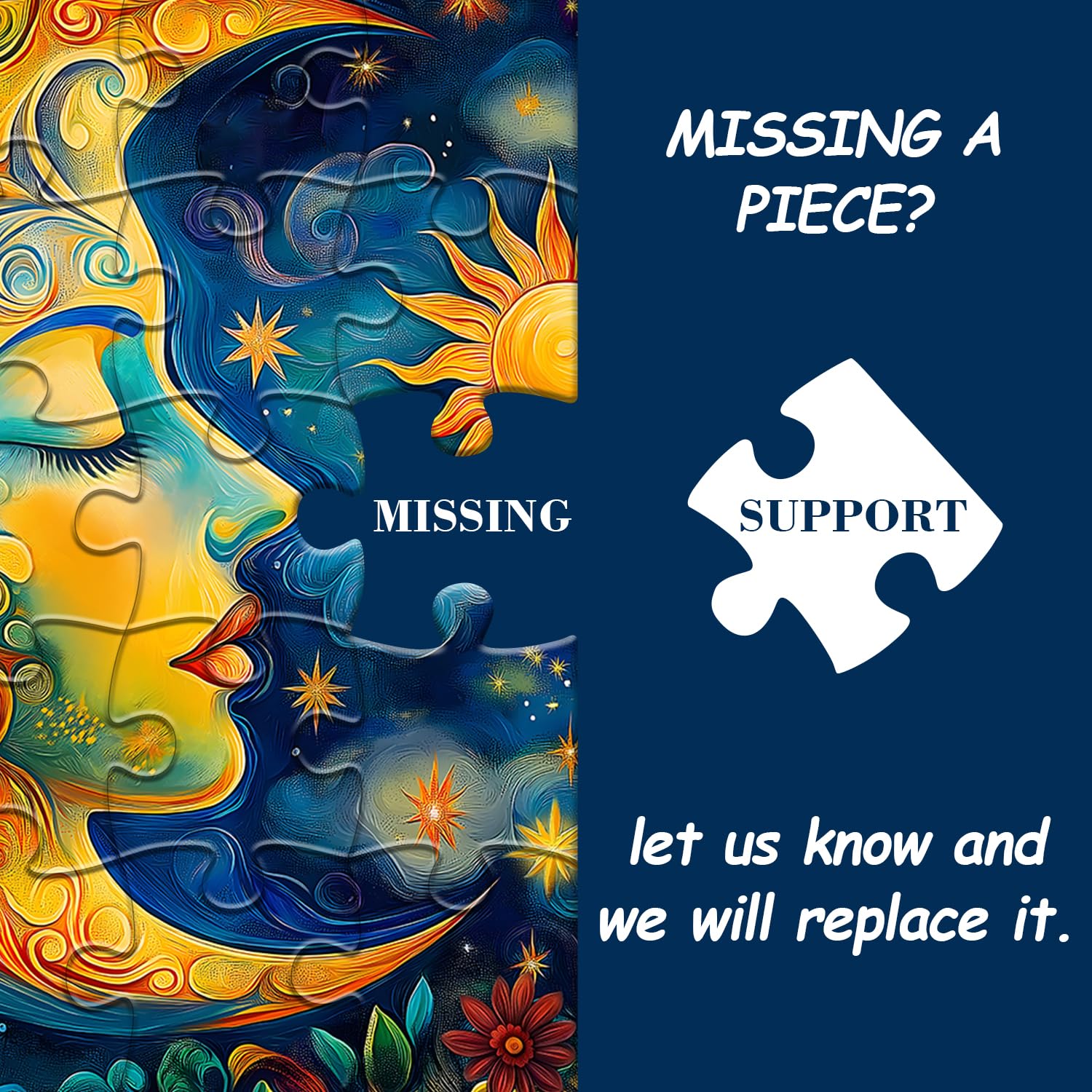 PICKFORU Moon Puzzles for Adults, Starry Night Puzzle 1000 Pieces, Sun Star Flower Art Puzzle, Impossible Difficult Hard Challenging Jigsaw Puzzles for Adults - Image 8