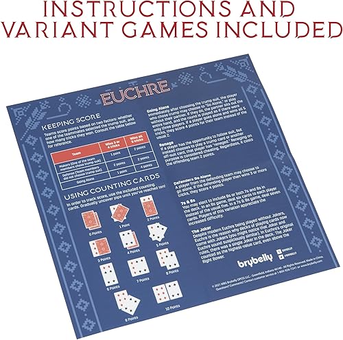 Miniatura 6 de Brybelly Euchre - Juego de cartas – 2 barajas especiales pre-despojadas a 33 cartas para Euchre americano clásico o 32 cartas variante de 6