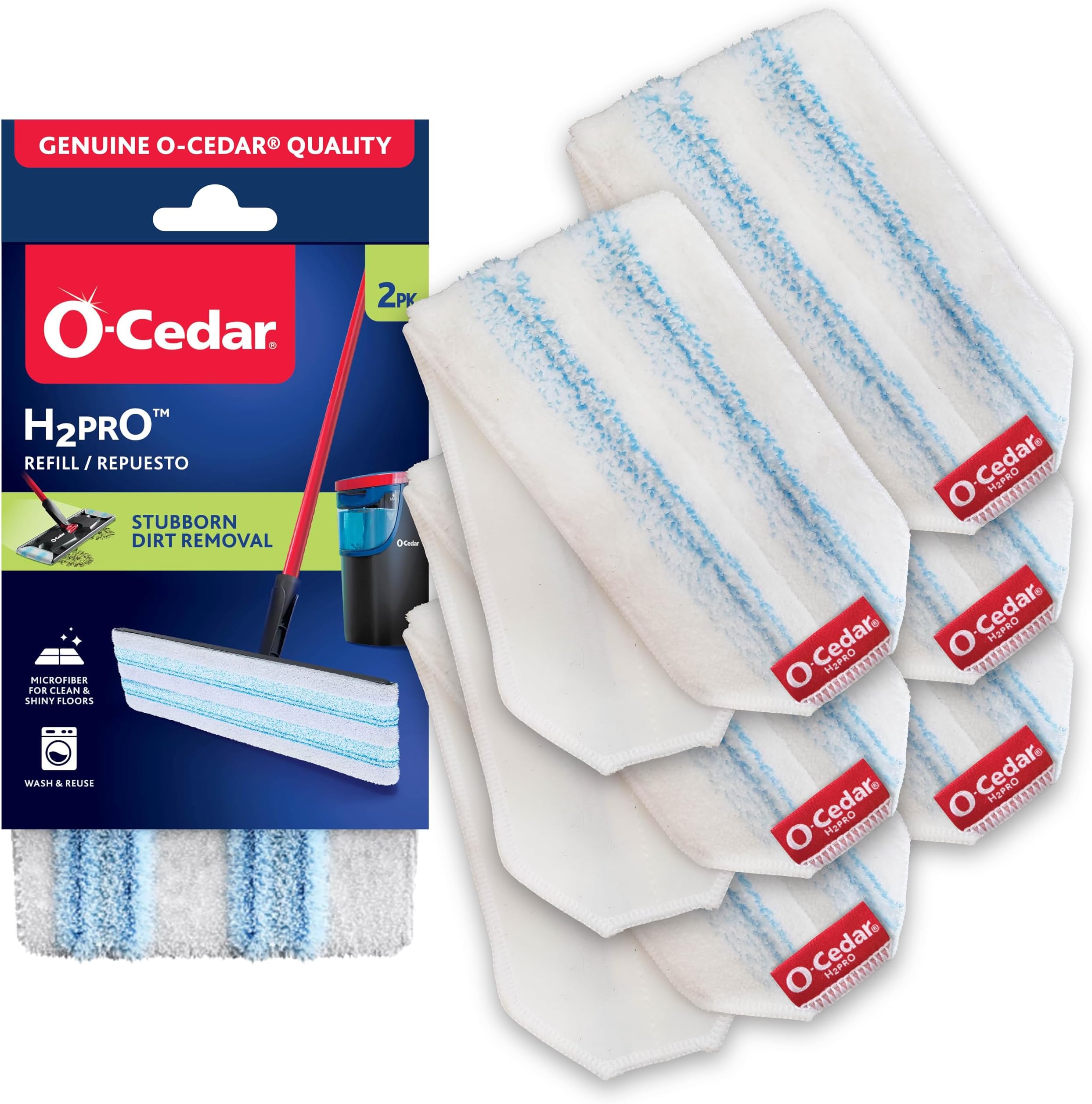 O-Cedar Genuine H2prO Mop Pads (Pack of 6) | Machine Washable | Reusable | Microfiber Mop Head Replacements
