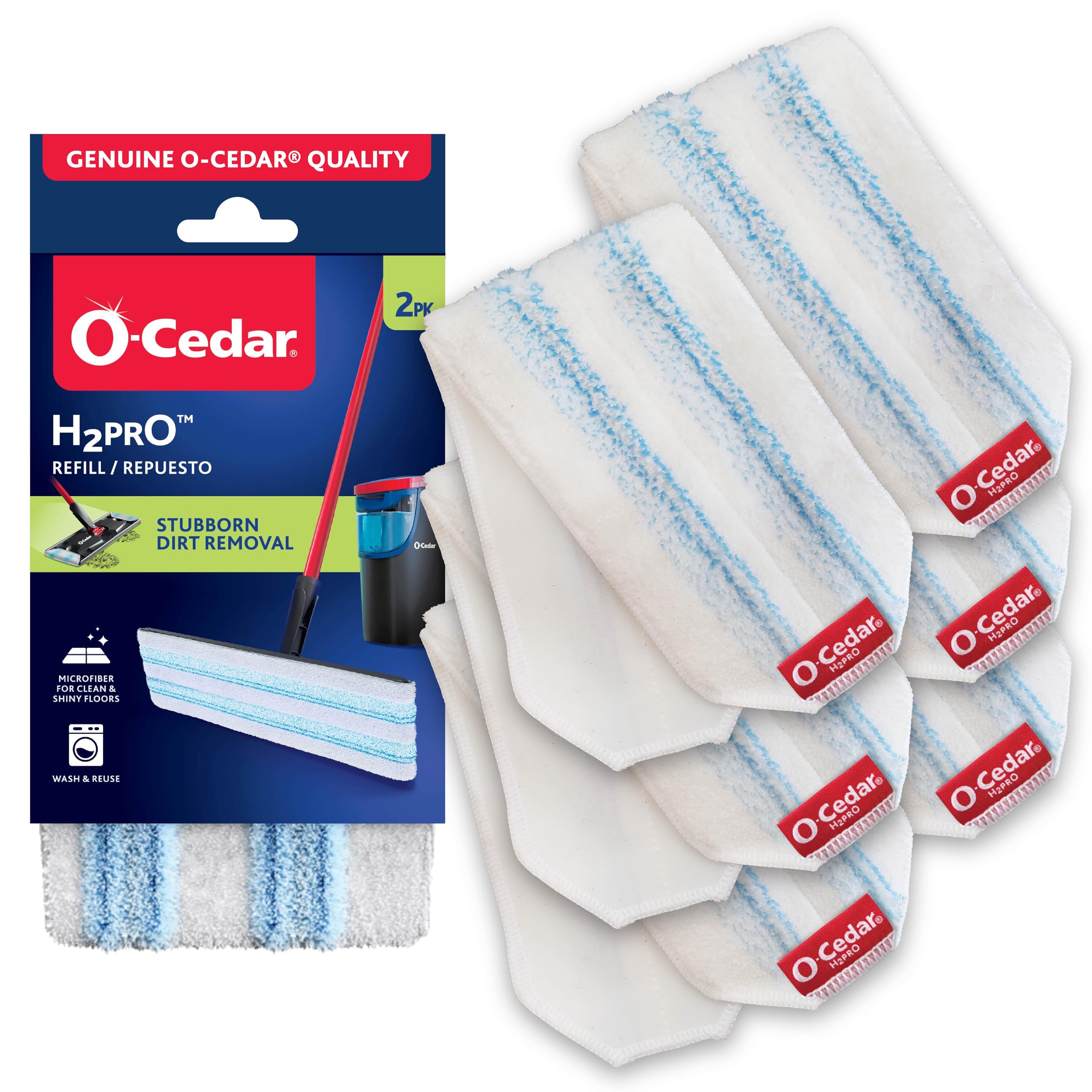 O-Cedar Genuine H2prO Mop Pads (Pack of 6) | Machine Washable | Reusable | Microfiber Mop Head Replacements