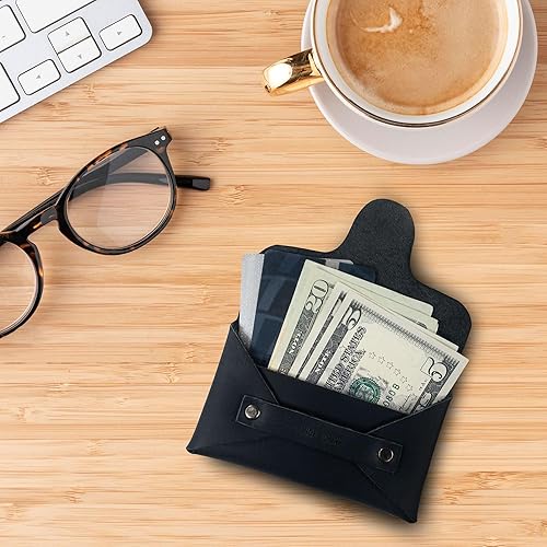 Miniatura 4 de Hide & Drink, Tarjetero sin broches para hombres y mujeres, billetera vintage, bolsa resistente, organizador de dinero, cuero de grano completo