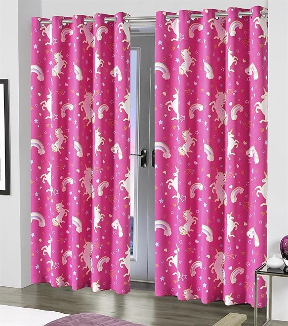 Olivia Rocco Blackout Curtain Pair Glow In The Dark Black Out Curtains Thermal With Eyelets Ring Top Window Treatment Kids Nursery Bedroom, 66 x 54 Unicorn