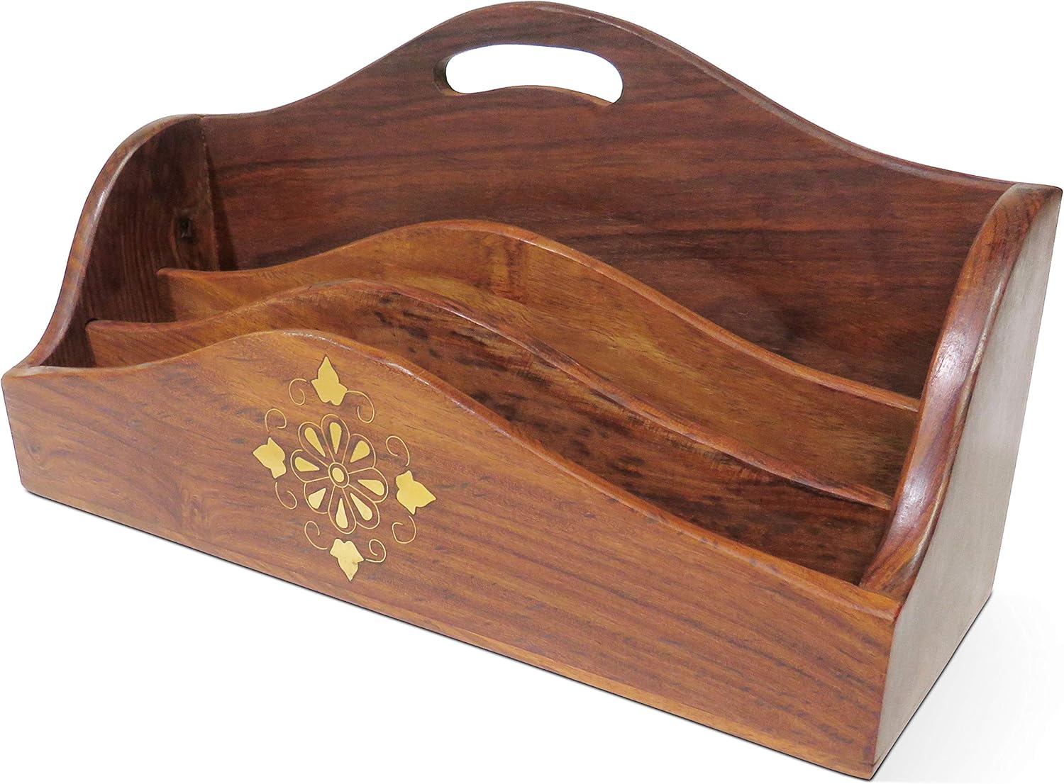 Large Polished Wood Letter Rack with Brass Inlay : Amazon.co.uk: Home ...