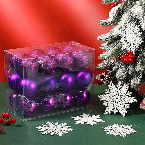 Miniatura 8 de Syhood 40 adornos para árbol de Navidad, 24 piezas de adornos de bola de Navidad de 2.36 pulgadas, 15 piezas de 3.94 pulgadas, 4.72 pulgadas, adorno