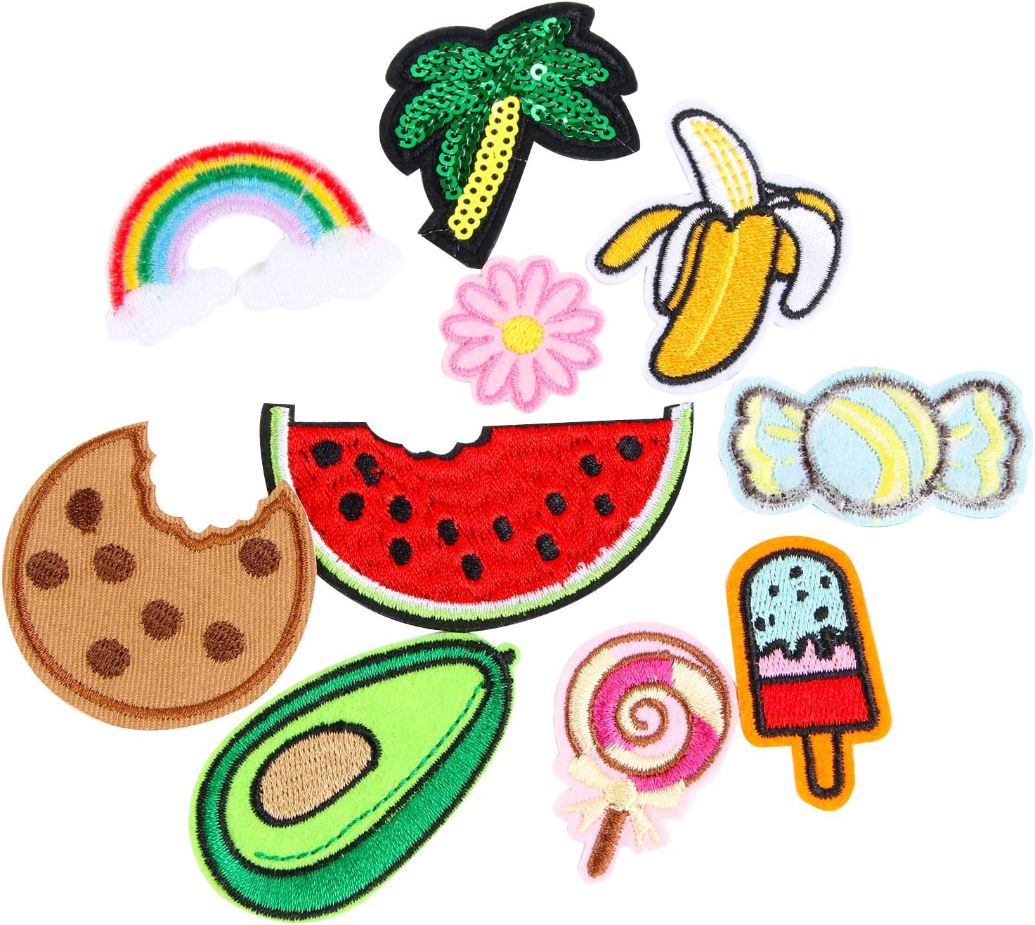 20pcs Random Assorted Styles Outdoors Embroidered Iron on Patches DIY Sew Applique Repair Patch