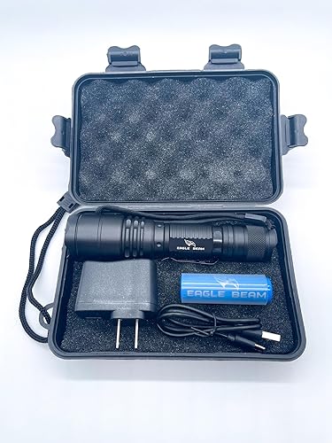 Miniatura 5 de Eagle Beam - Linterna eco, súper brillante, recargable, USB-C, enchufe directo, haz ajustable, multimodo, linterna táctica, camping, viajes, funda