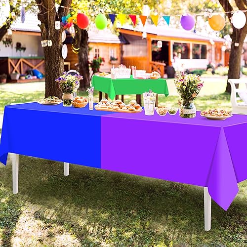 Miniatura 8 de Paquete de 12 manteles rectangulares de plástico desechables de colores surtidos, manteles rectangulares coloridos para cumpleaños, bodas, fiestas,