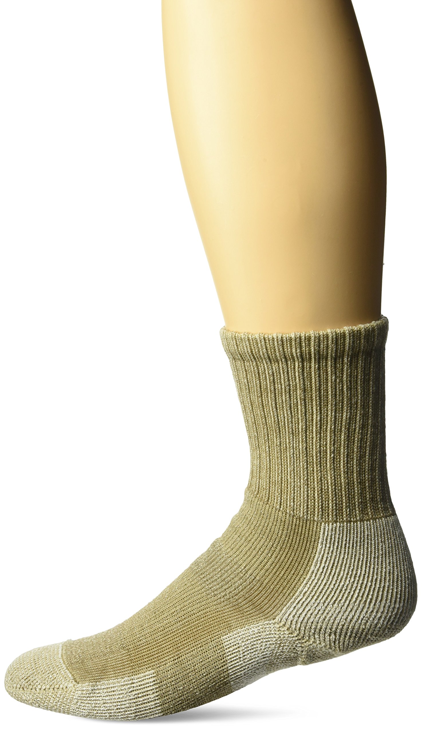 Thorlos Women's WLTHW Light Hiking Thick Padded Wool Crew Sock, Khaki, Small