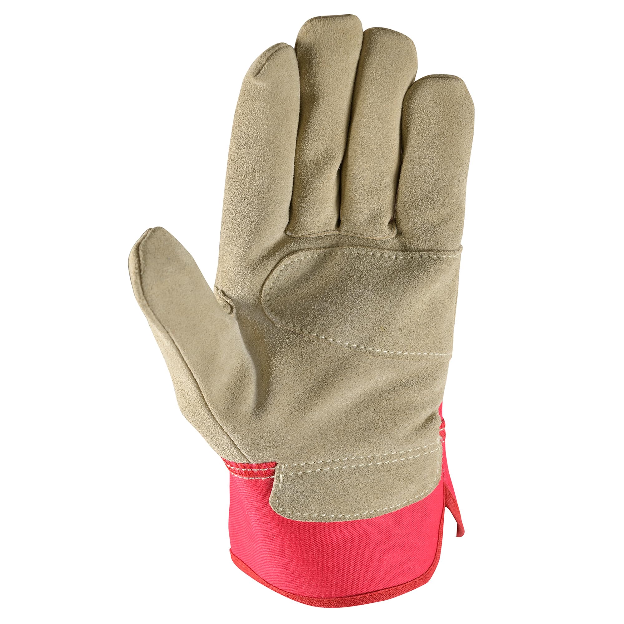 Wells Lamont Guantes de trabajo de cuero resistentes para mujer con puño de seguridad, rosa, mediano (4113M-800)