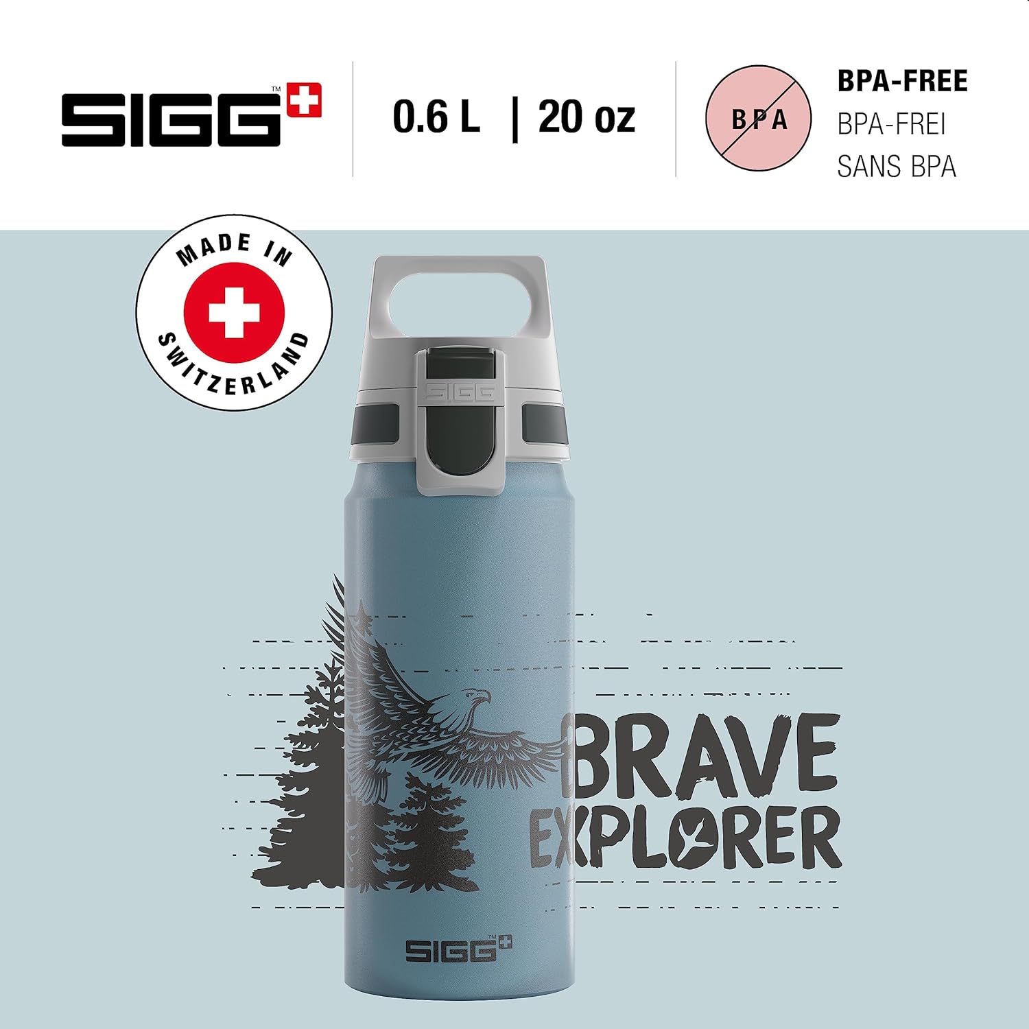Sigg - Aluminium Kids Water Bottle - WMB ONE Brave Eagle - Suitable For Carbonated Beverages - Leakproof - Lightweight - BPA Free - Climate Neutral Certified - Light Blue - 20 Oz - Image 2