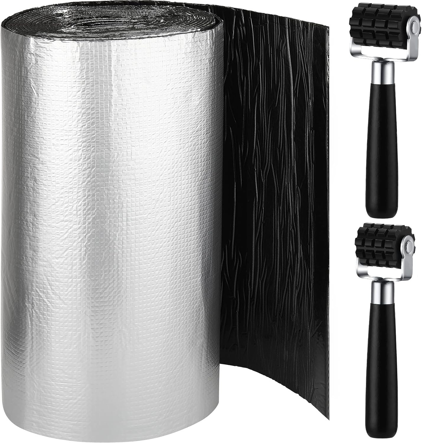 Frienda 200 Mils 70 Sqft Car Heat Sound Insulation Mat with 2 Rubber Roller Automotive Noise Deadening Mat Auto Heat Shield Sound Deadening Self Adhesive for Car Hood Ceiling Door 24 x 425 Inch 24 x 425 Inch, 70Sqft