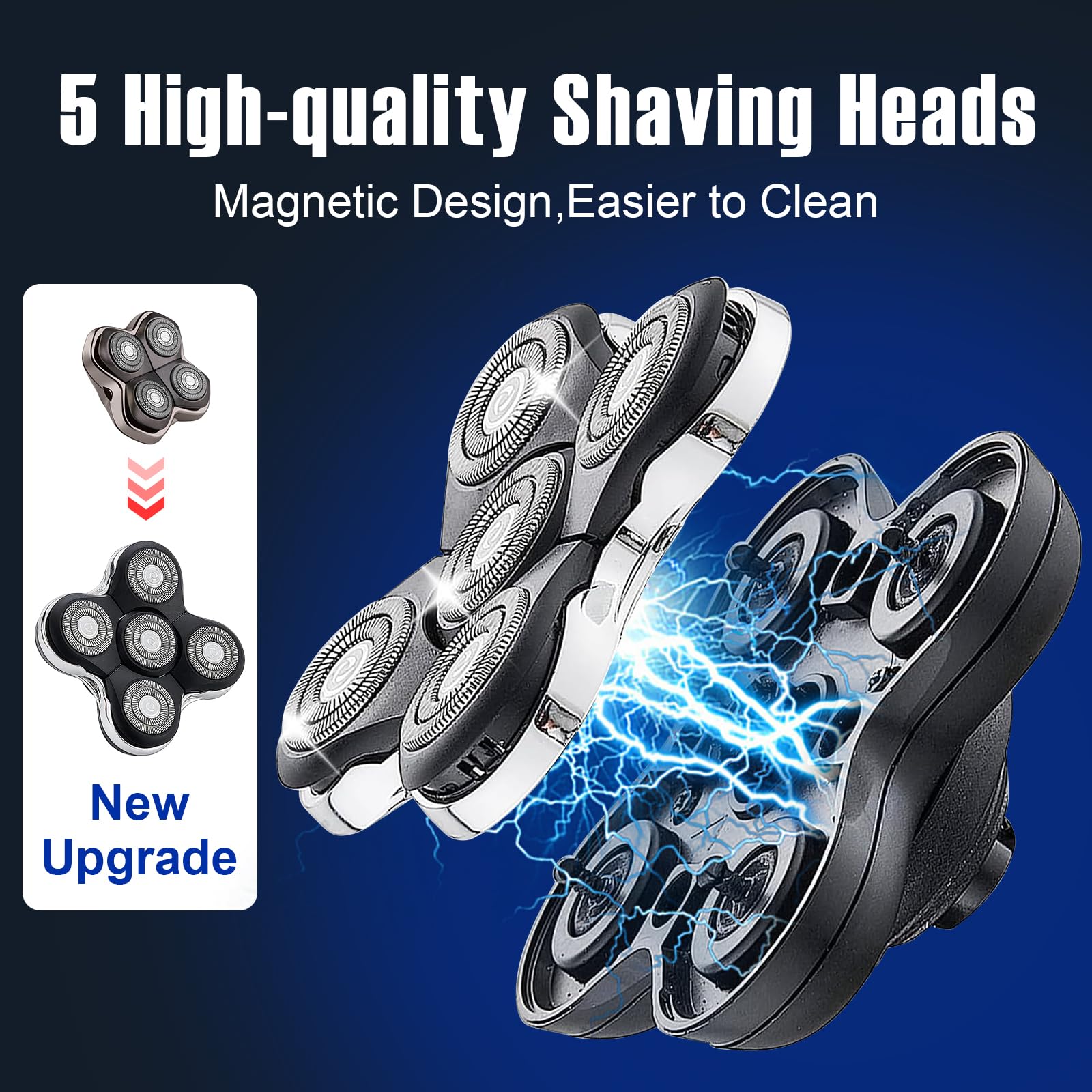 BESTBOMG Testina di ricambio a 5 lame compatibile con rasoi cranici Sku** Pitbull, Butterfly Kiss e Palm rasoi elettrici