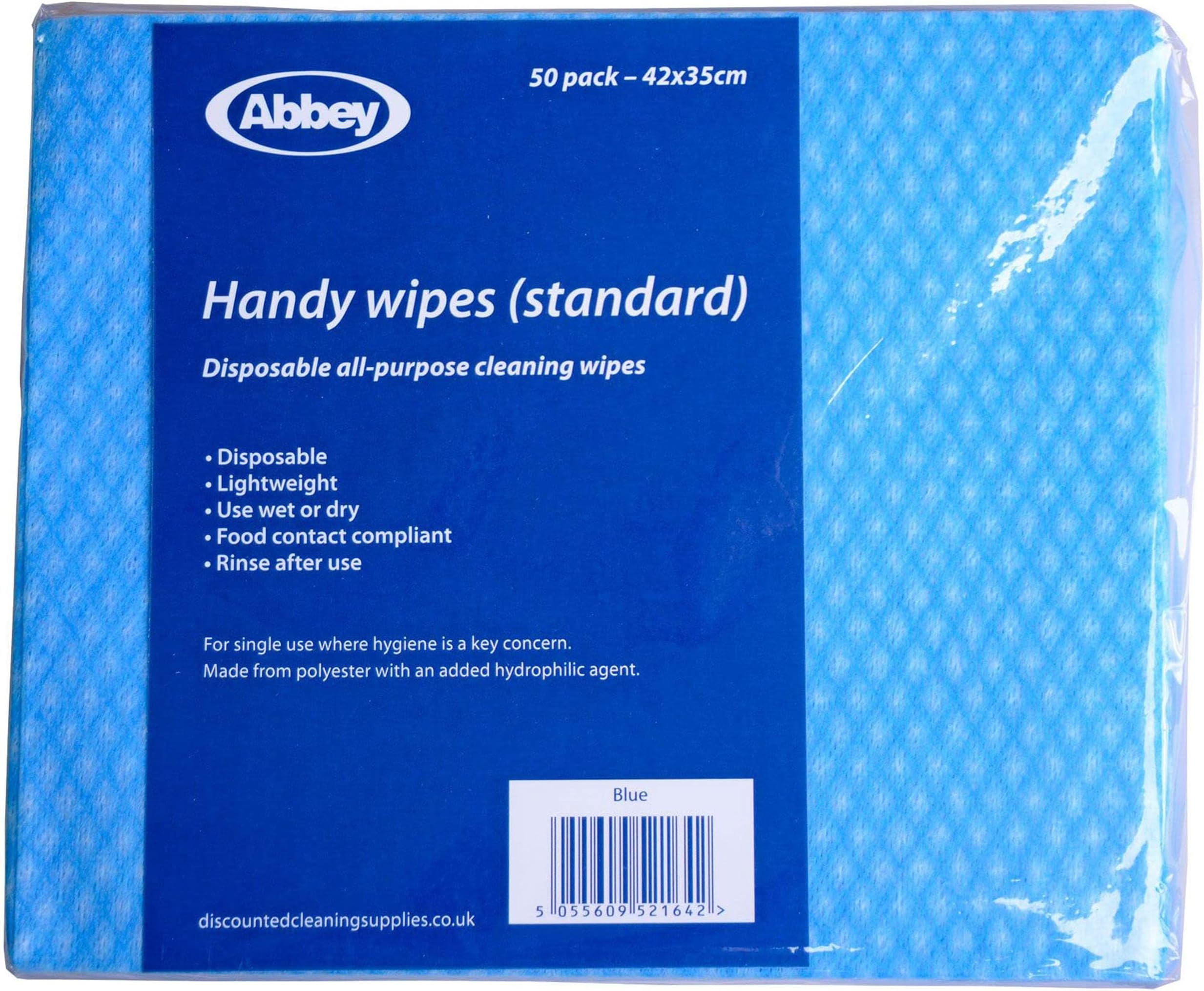 Abbey Pack of 50 Disposable J Cloths Non Woven Wipes – All Purpose Blue Cleaning Cloths – J Cloth to Clean Surfaces, Bathroom, Windows, Dish Cloth –Kitchen Cloth 42 x 35cm (Blue)