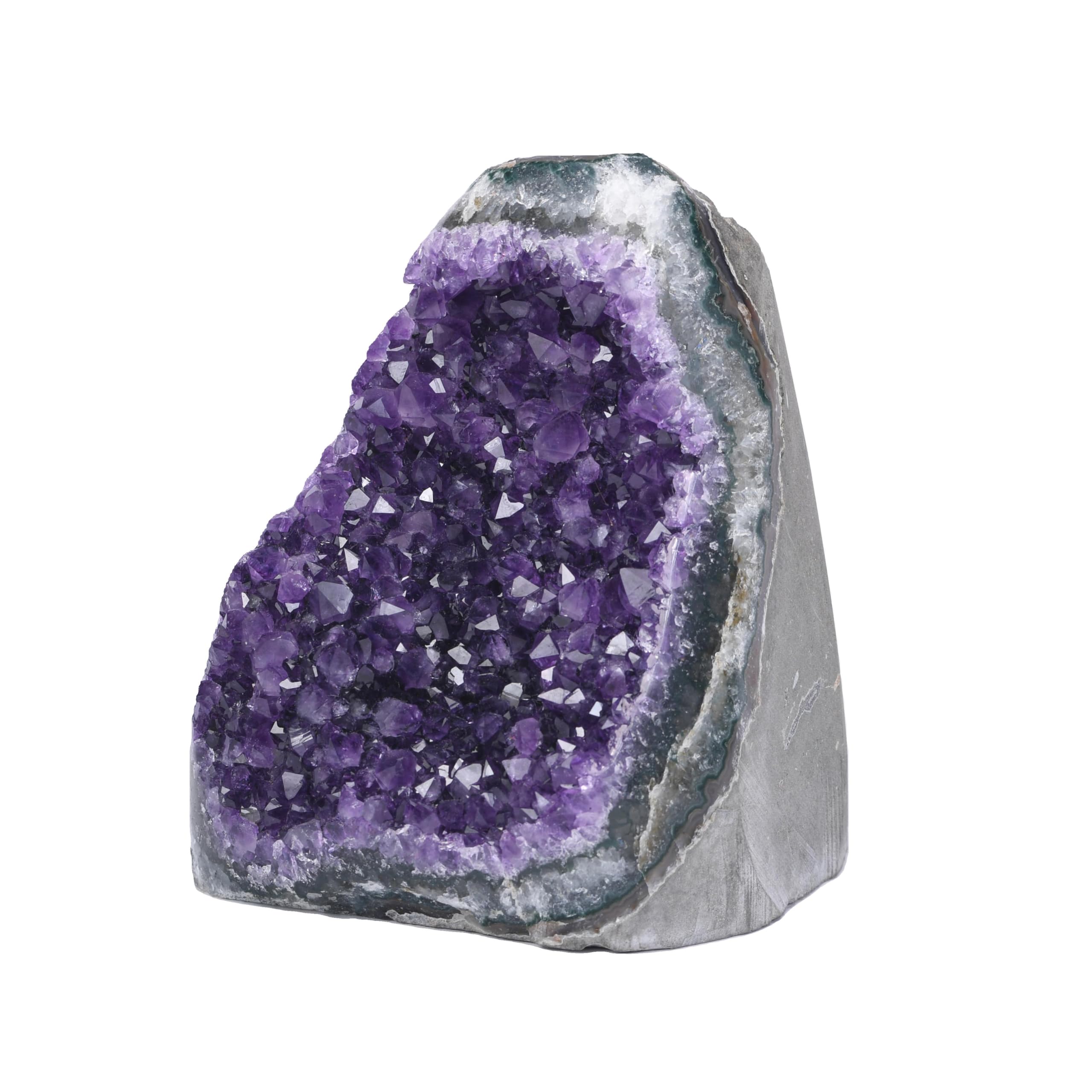 Natural Amethyst Geode Crystal Cluster 2–2.5 lb with BONUS Selenite Wand