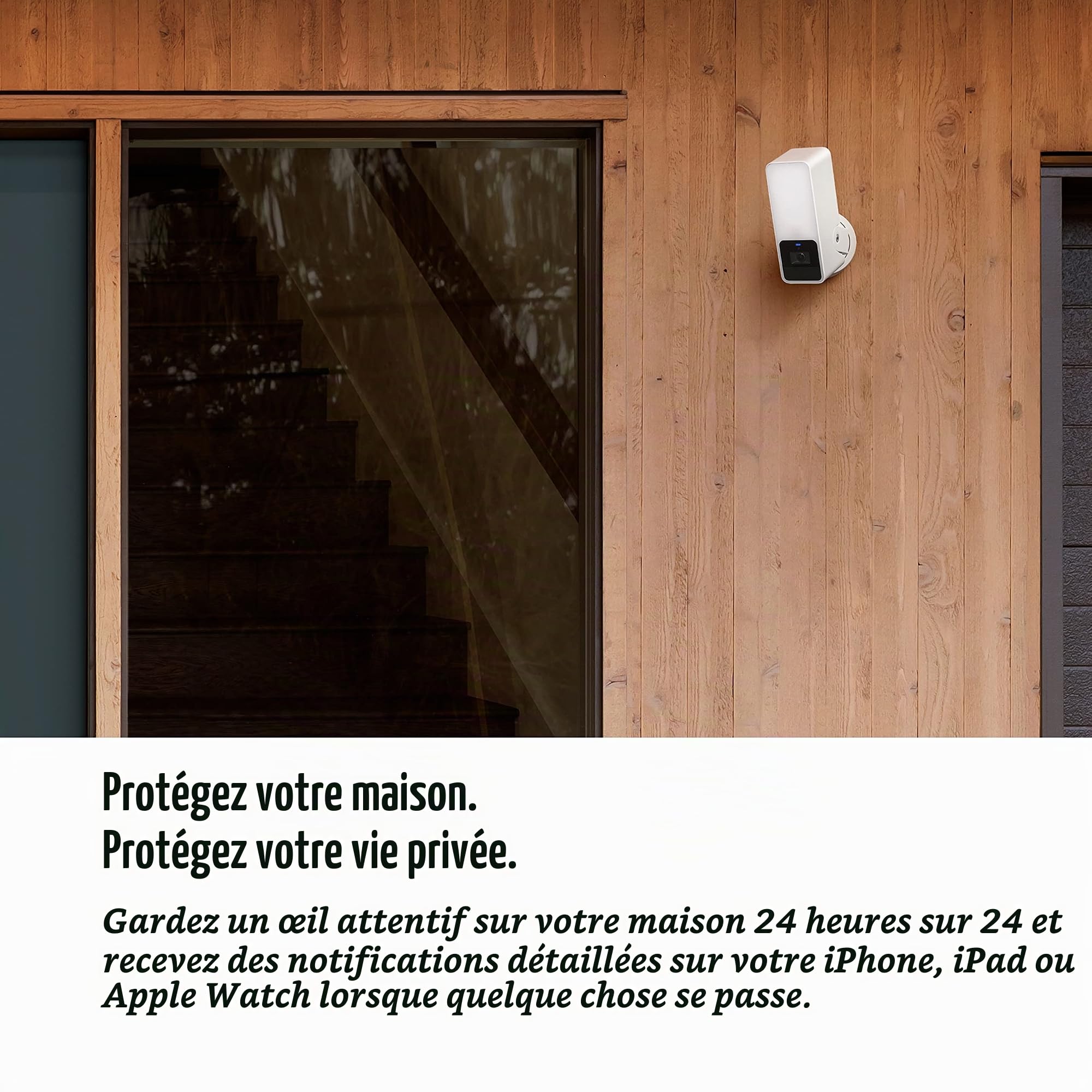 Eve Outdoor Cam (White Edition) - caméra sécurisée avec projecteur, confidentialité (HomeKit Secure Video), Vision Nocturne, Wi-FI (2,4 GHz), détecteur de mouvements, Communication bidirectionnelle
