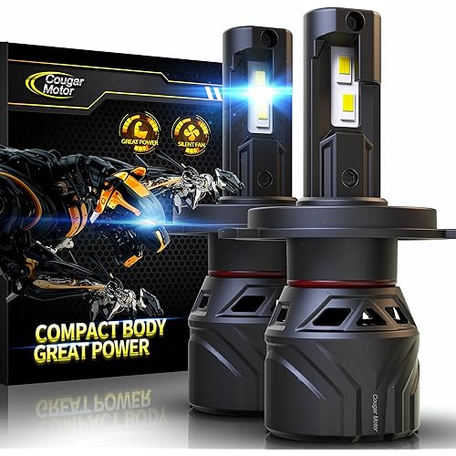 Cougar Motor H4 Bulbs, 9003 Lights Bulb 18000LM 6500K Super Bright Plug and Play Fog Light - Pack of 2