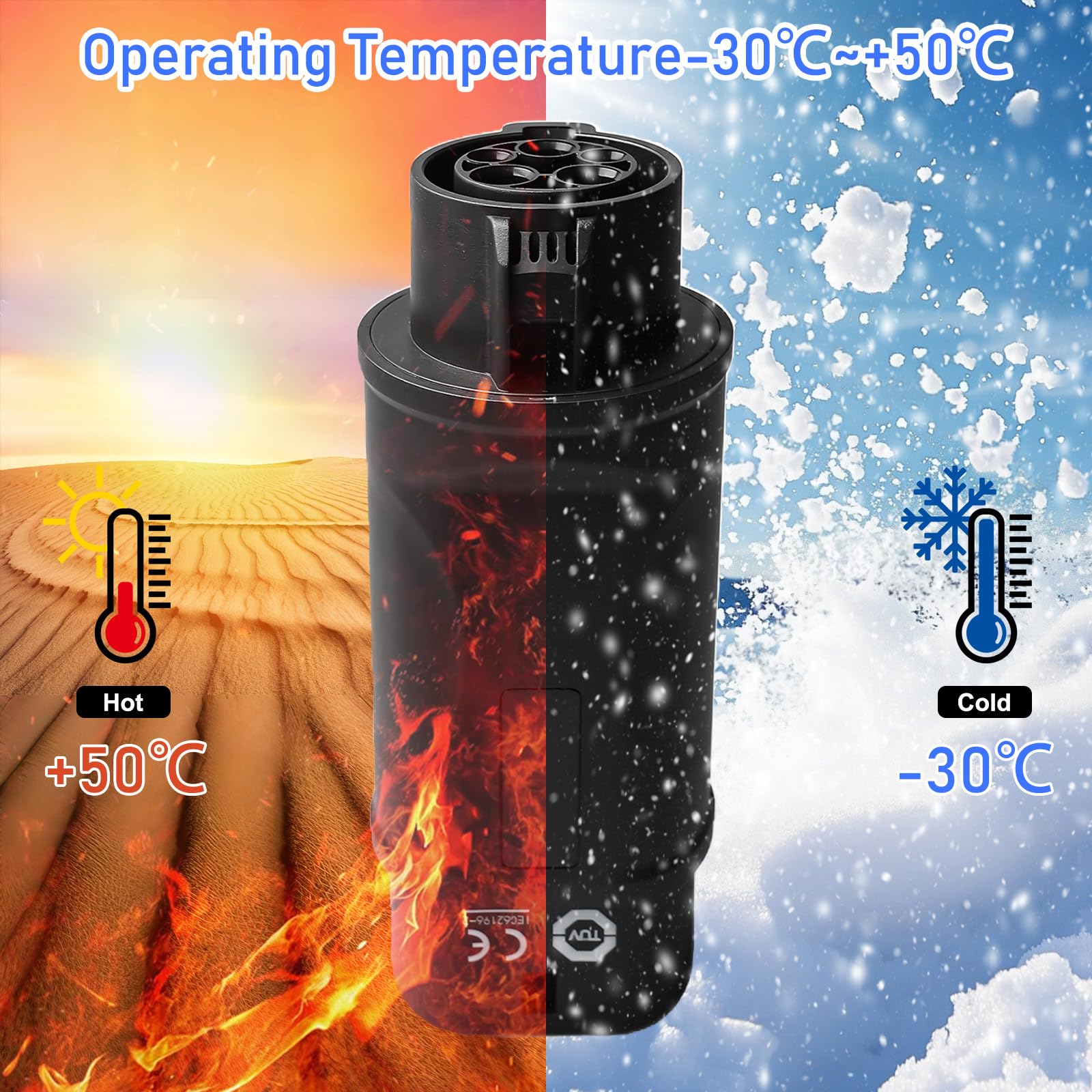 Leikurvo Adapter Typ 1 na Typ 2 EV, Adapter Typ1 (SAE J1772) wtyczka na Typ2 (IEC 62196) gniazdo 32A/16A EV Adapter ładujący Konwerter Adapter kabel ładujący Adapter gniazdo ładowania dla Typ2