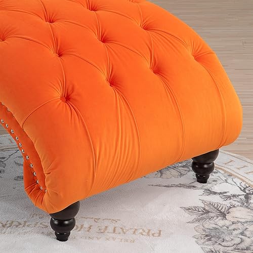 Miniatura 7 de Fulocseny Chaise Lounge de terciopelo copetudo para interiores, silla decorativa de ocio, sofá tapizado, tumbona de terciopelo, tumbona sin brazos,