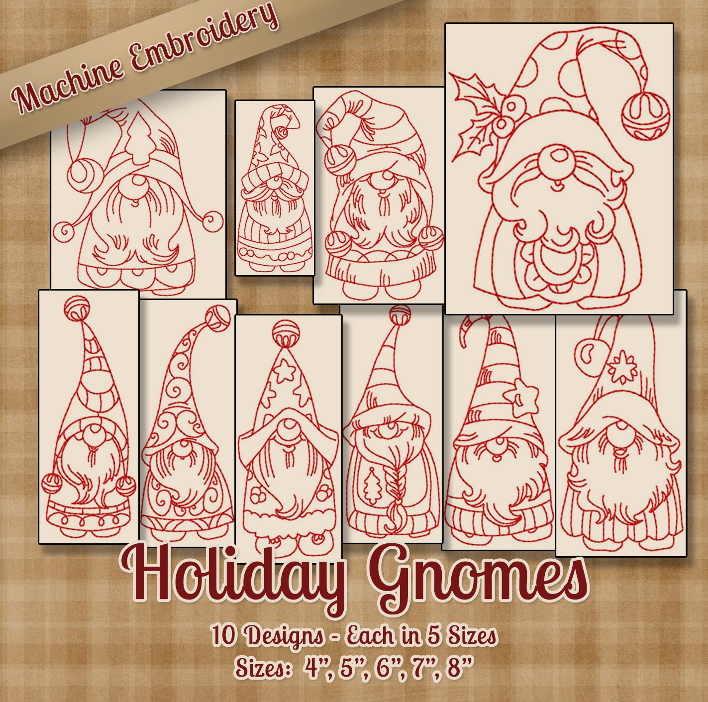 Gnome embroidery pattern