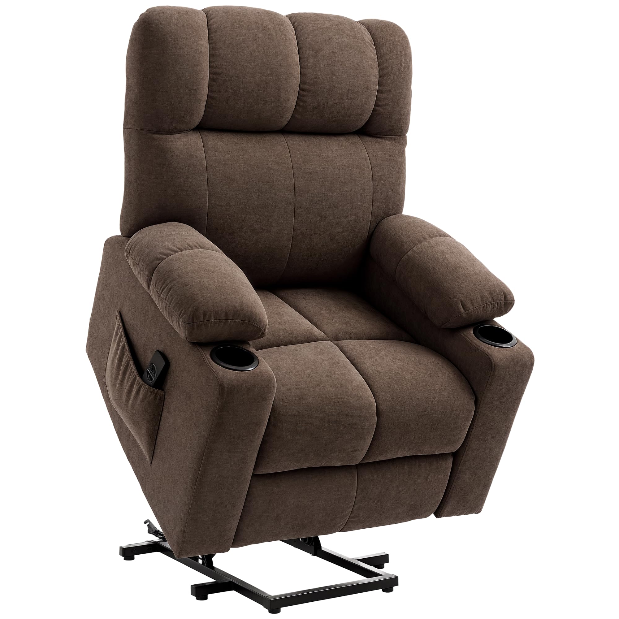 HOMCOM Riser Recliner Chair - Elderly Heavy Duty Lift Chair w/ Remote - Dark Brown