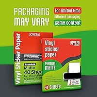 Vista 6 de JOYEZA - Papel adhesivo de vinilo imprimible de calidad premium para impresora de inyección de tinta - 40 hojas de color blanco mate impermeables