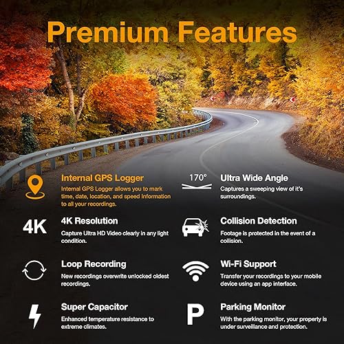 Miniatura 2 de RexingUSA V1-4K Ultra HD Cámara de tablero de coche con pantalla LCD Wi-Fi de 24 pulgadas  Grabadora de cámara de tablero gran angular de 170 con