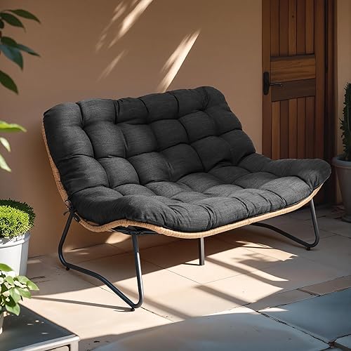 Miniatura 14 de Crestlive Products Sofá biplaza para exteriores, 2 piezas, juego de conversación para patio, muebles de ratán bohemio para todo tipo de clima con