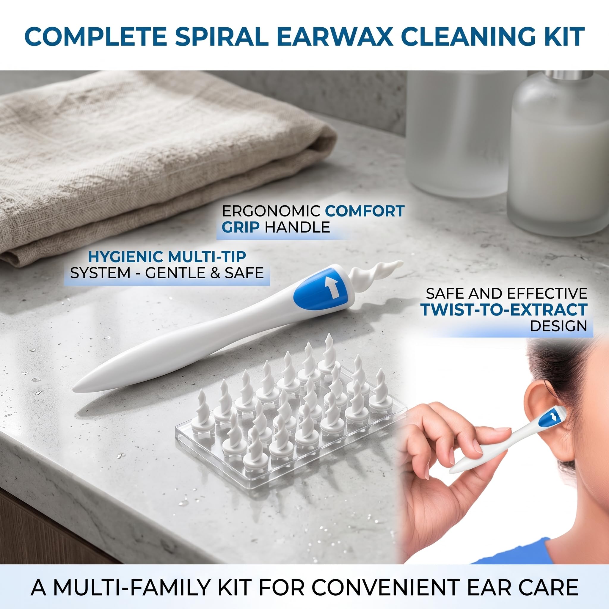 Kit Rimozione Cerume con 16 Punte – Pulitore Orecchie a Spirale 360° in Silicone Morbido, Strumento Auricolare Sicuro e Riutilizzabile, Pulizia Orecchie Delicata e Facile