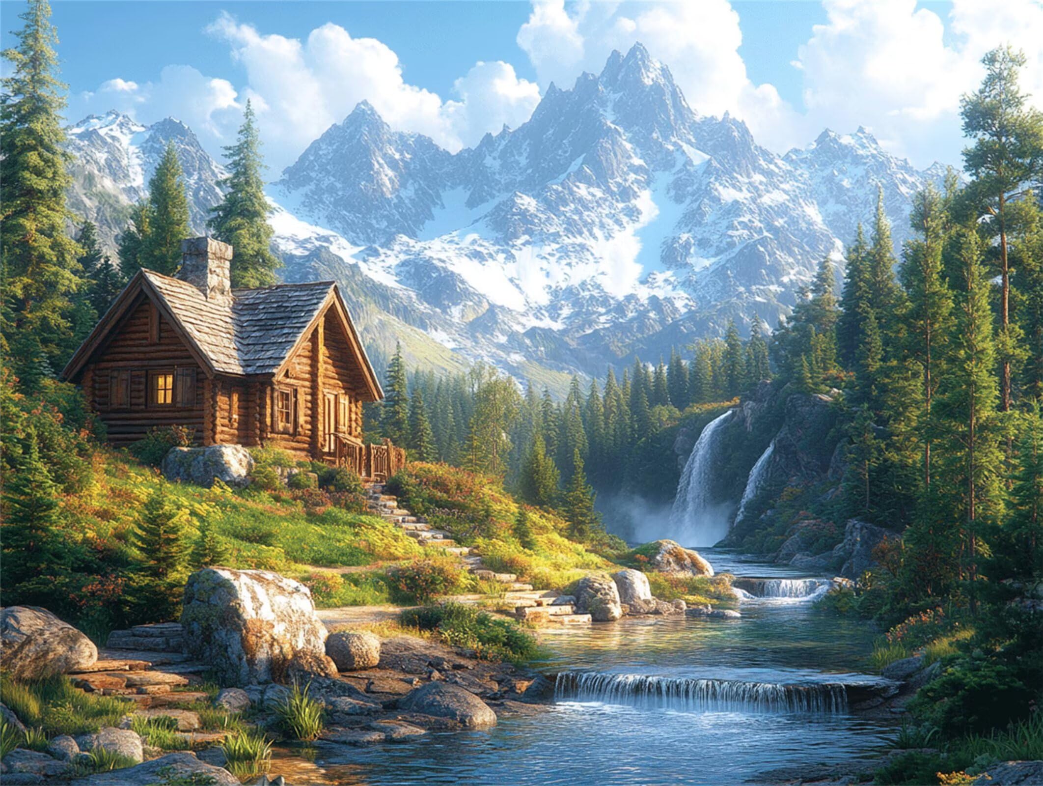 Puzzle 2000 sztuk 99 x 70 cm, Puzzle Dorośli Góry Śnieg Widok, n-806