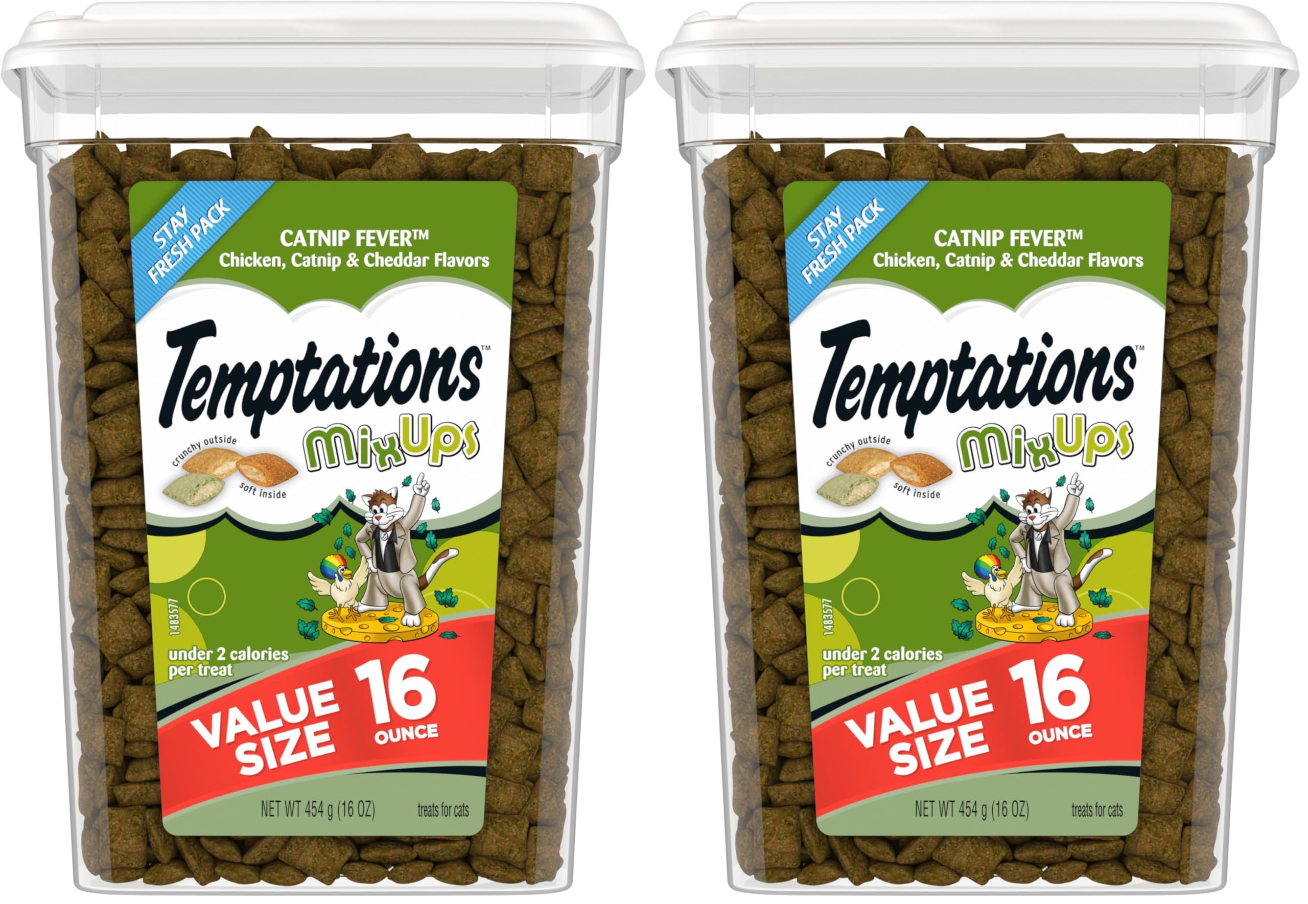 TemptationsMIXUPS Crunchy and Soft Cat Treats Catnip Fever Flavor, 16 oz. Tub (Pack of 2)