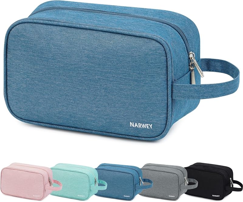 Necessaire de viagem Narwey com zíper, 3 bolsos e alça, Azul-marinho A-Navy Blue