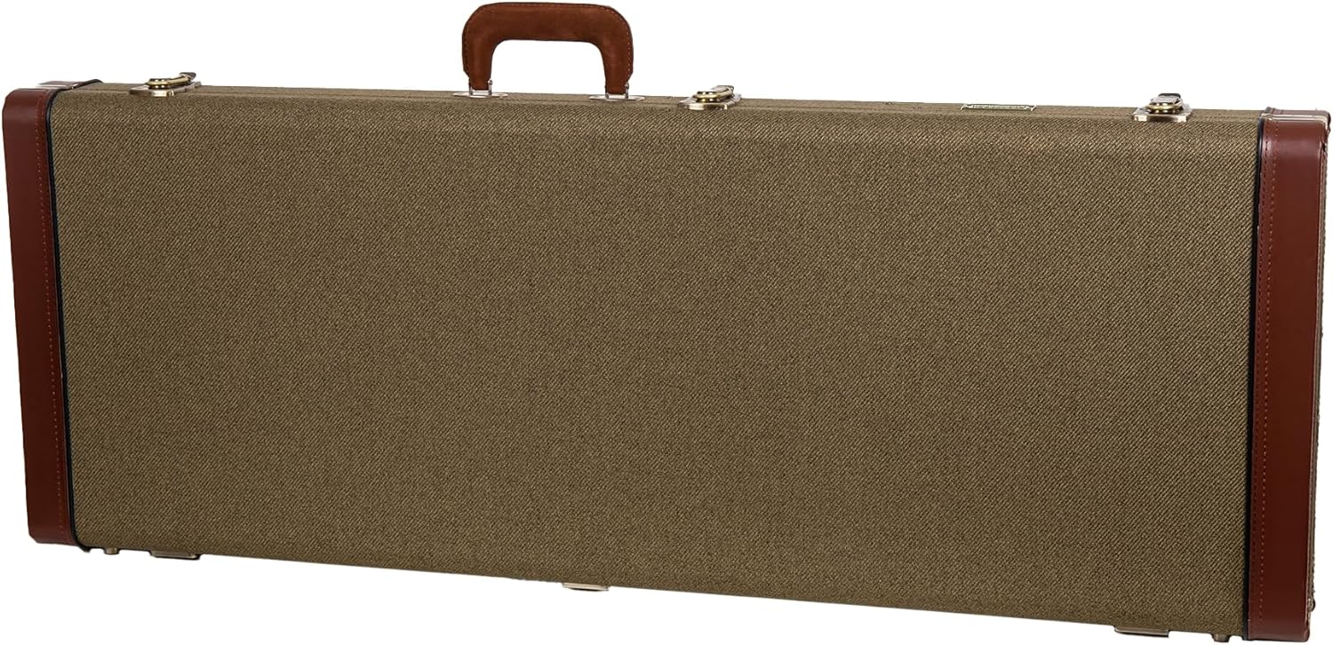 Crossrock Master Series Jazzmaster/Jaguar Style Electric Guitar Case | Olive Green Tweed Exterior, Re-Engineered Wooden Shell, Leather Handle (CRW700JMGN)