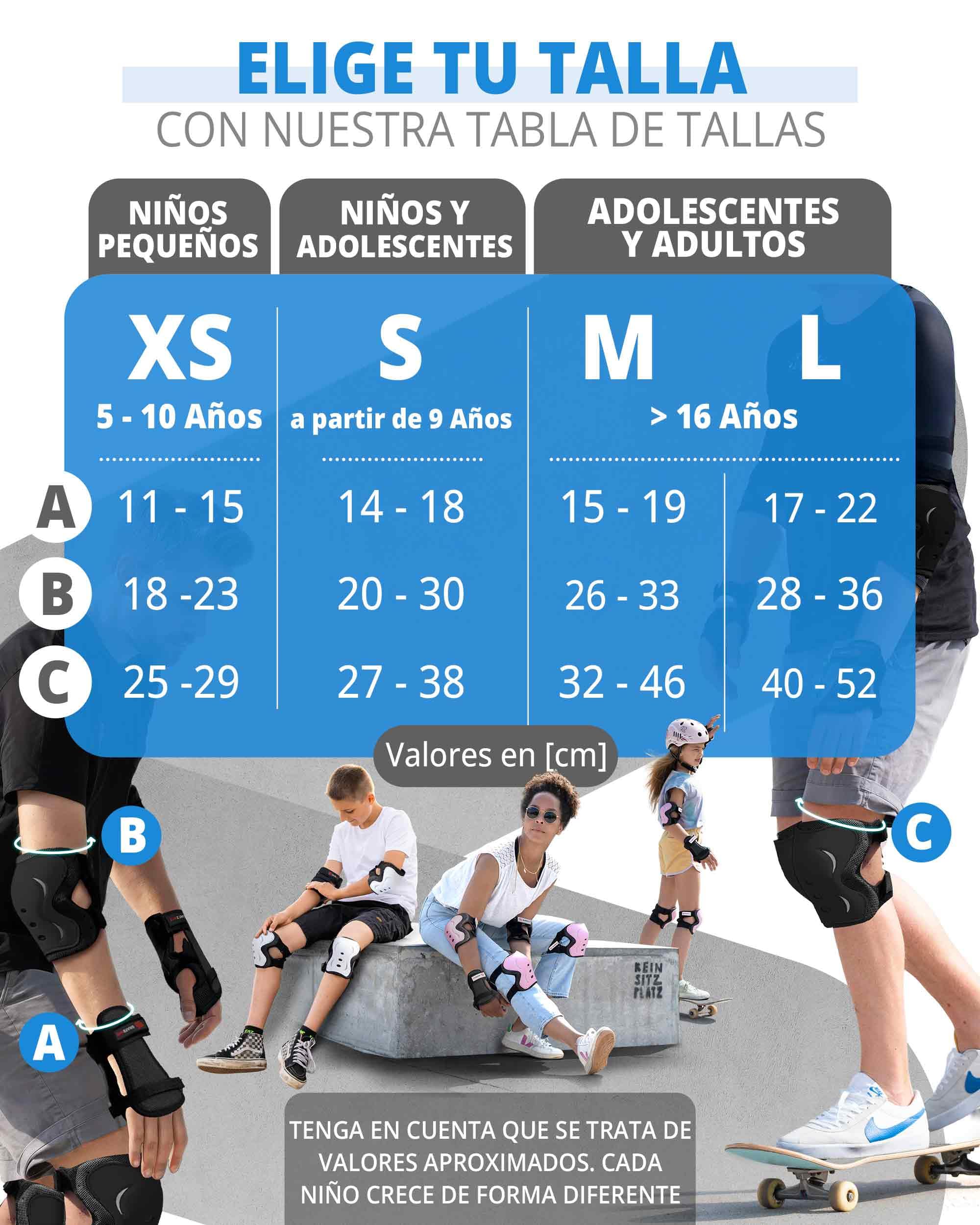 SKATEWIZ Protecciones Patines Set - Para Niño, Niña, Adolescentes y Adultos [6 piezas] con Rodilleras y Coderas Muñequeras - Protecciones Patines Niño — view 5