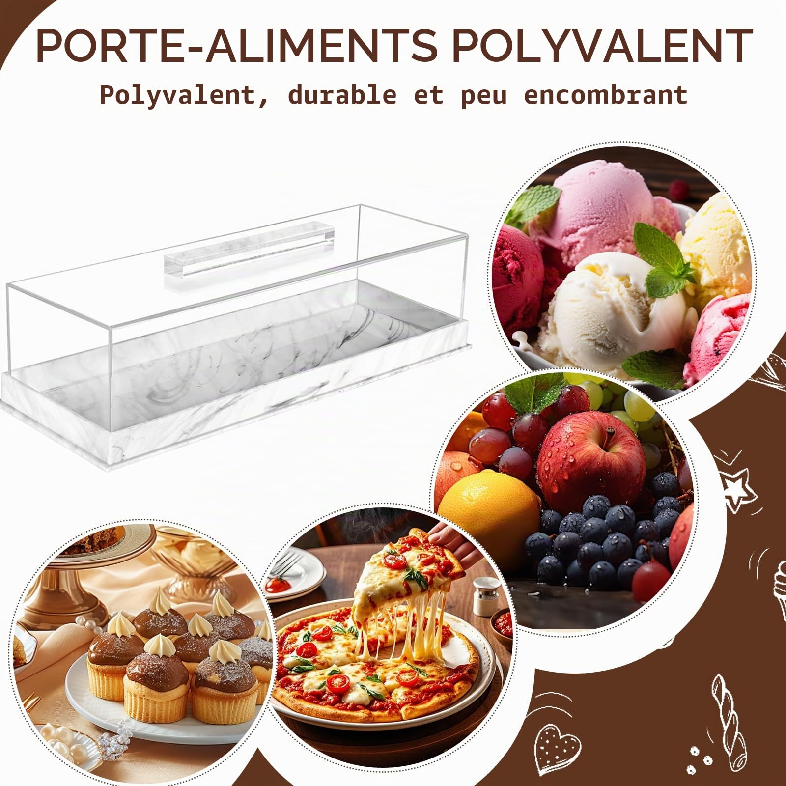 Plateau à gâteau rectangulaire en acrylique avec couvercle | Présentoir transparent pour pâtisserie, porte-dessert, rangement de gâteaux pour fête, maison, thé, fruits, fromage, blanc