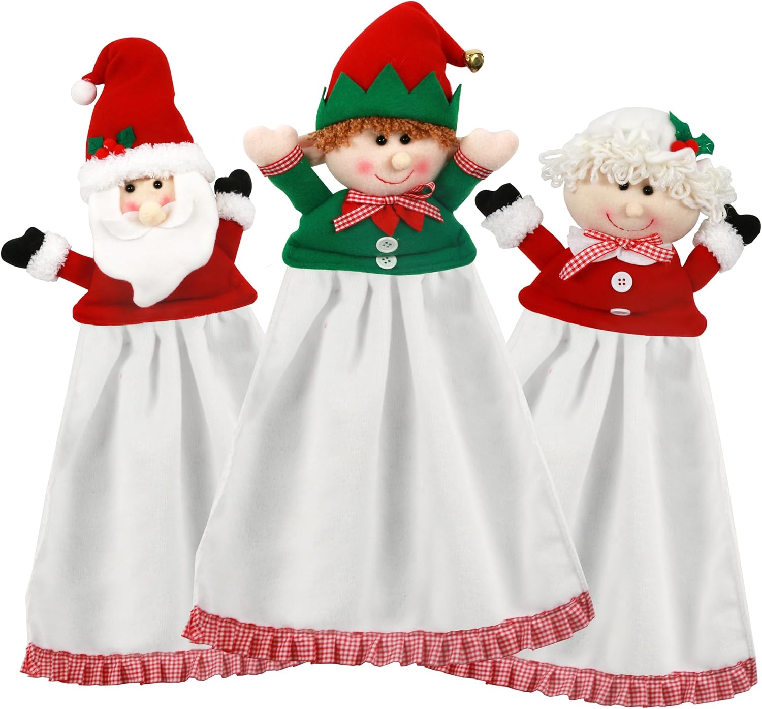 Ogrmar 3 Pcs Handmade Christmas Hand Towel Set, Christmas Doll Hand Towel Set, Highly Absorbent Quick Dry for Kitchen Bathroom Xmas Decor