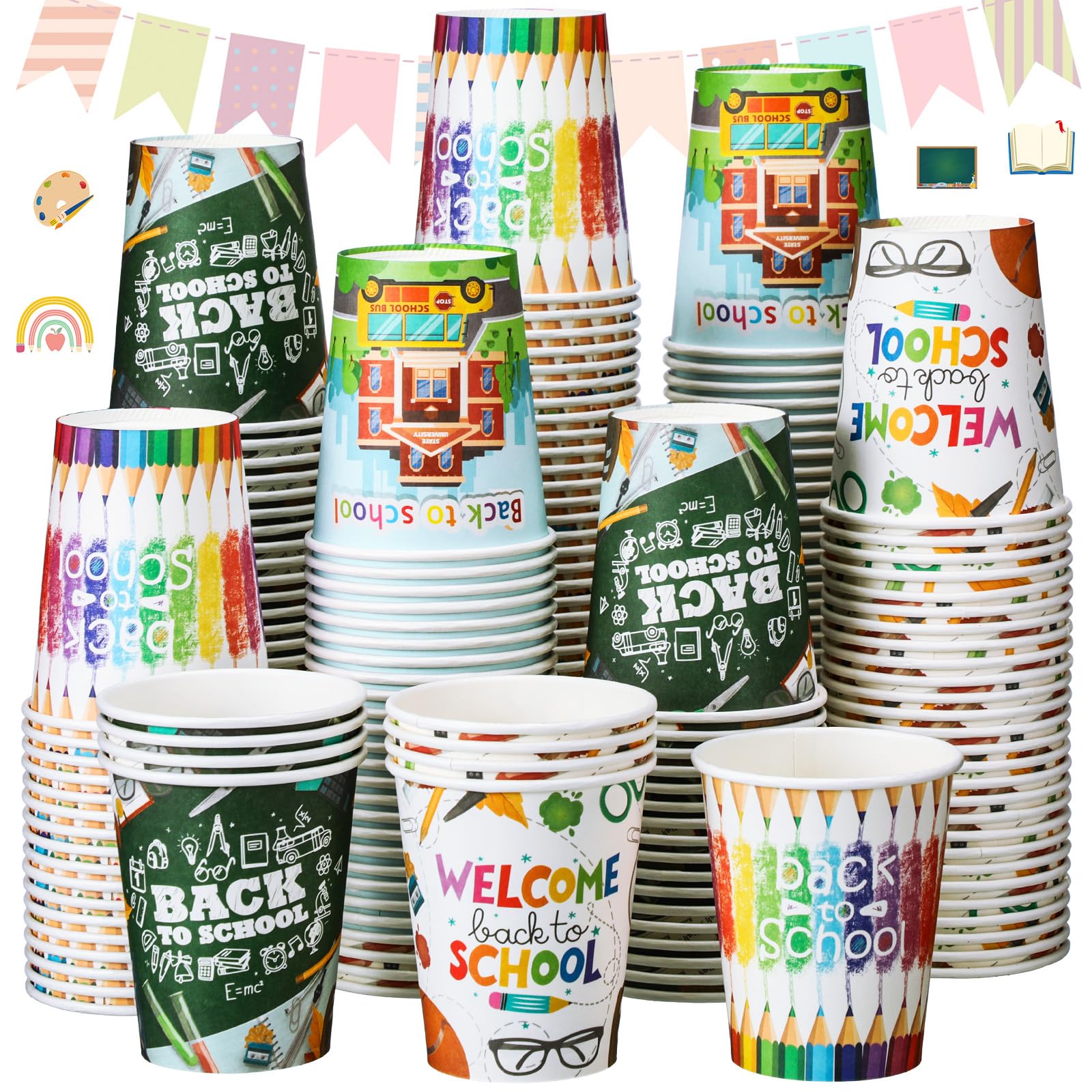 Tasses café jetables en carton 255 ml Dandat : 200 gobelets réveil rentrée scolaire