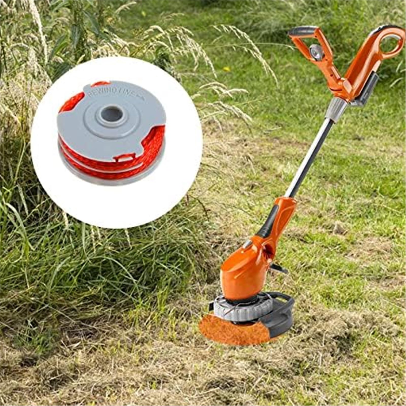 Automatyczna szpula kosiarki 4 szt. Fly021 żyłka dla podkaszarki Φ1,5 mm 11 m podwójne nylonowe szpule z automatycznym posuwem, dla dla trawy wymień(BLACK 6)