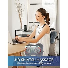 Zyllion Shiatsu Back and Neck Massager with Heat - 3D Electric Kneading Deep Tissue Massage Pillow for Muscle Pain Relief, Slate, ZMA-13