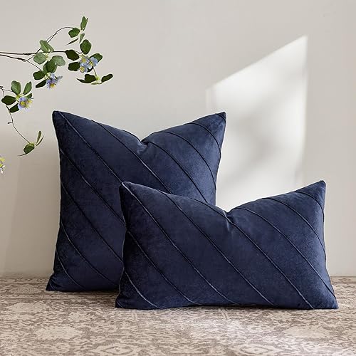 Vista 73 de GIGIZAZA Juego de 2 fundas decorativas de terciopelo de 18 x 18 pulgadas, fundas de almohada cuadradas de color verde azulado para sofá, fundas