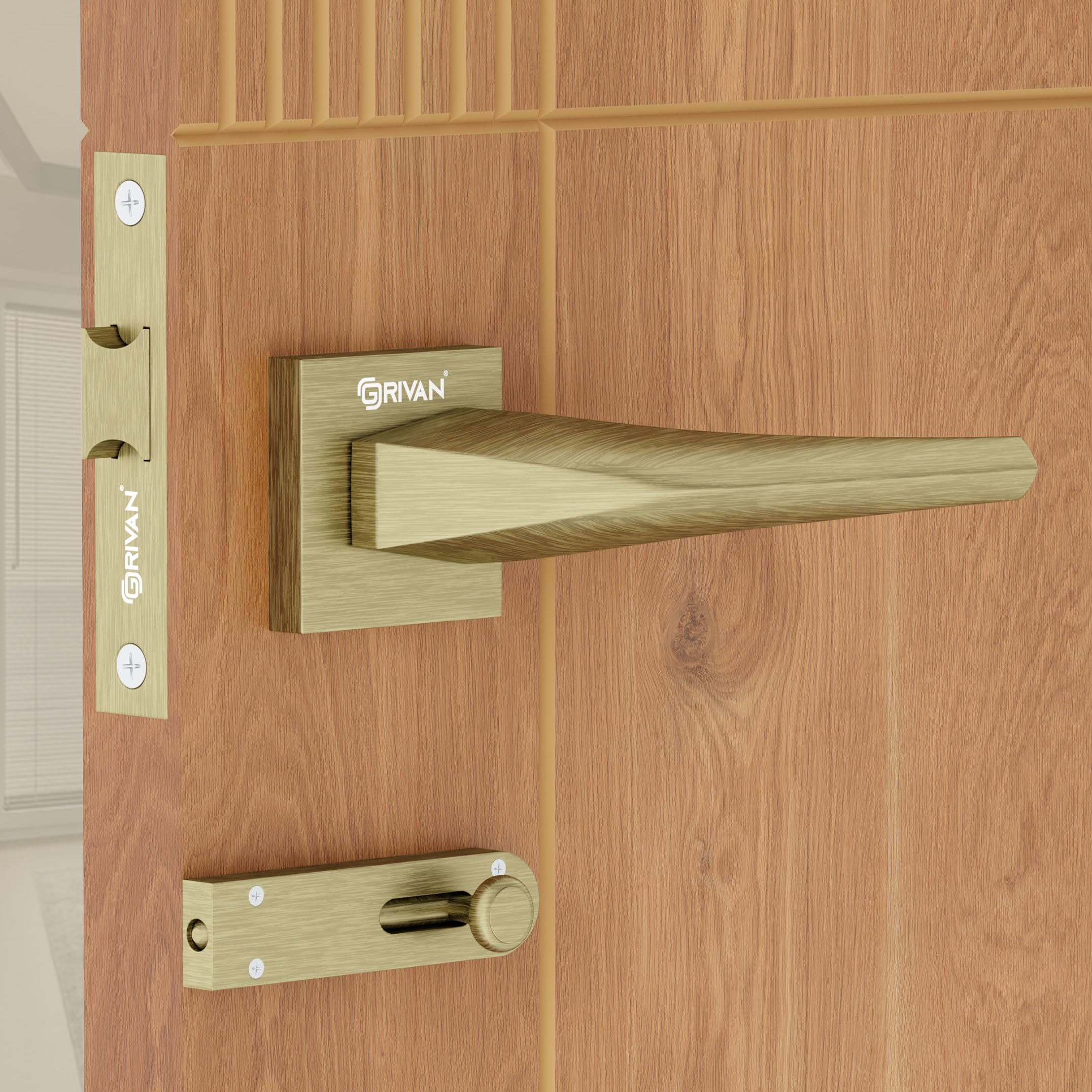 GRIVAN Rose Gold Mortise Lock Set - Secure Your Home -11