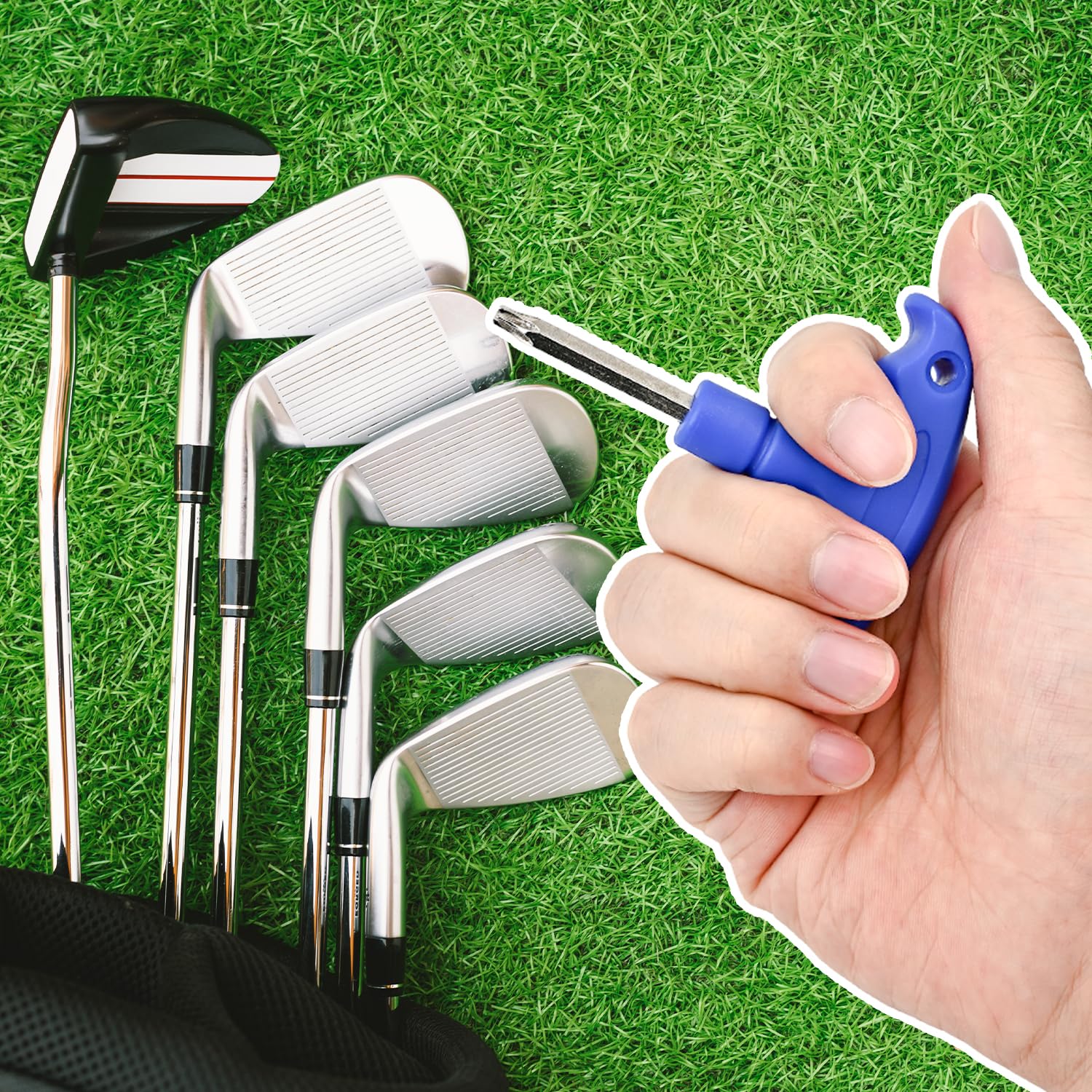 Llave Dinamométrica de Golf Herramienta Ajuste Acero Inoxidable Mango Plástico Llave Púas Accesorio Palos Golf Azul