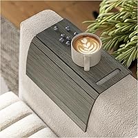 Vista 1 de Bandeja de brazo de sofá de madera, protectores para reposabrazos, mesa, sofá, mesa, posavasos y soporte para teléfono (color 10, gris nuevo)