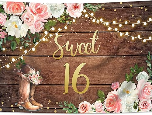 Miniatura 7 de SVBright Fondo de cumpleaños de vaquera, 8 pulgadas de ancho x 6 pulgadas de alto, tablón de madera rústico occidental, flor rosa, floral, feliz