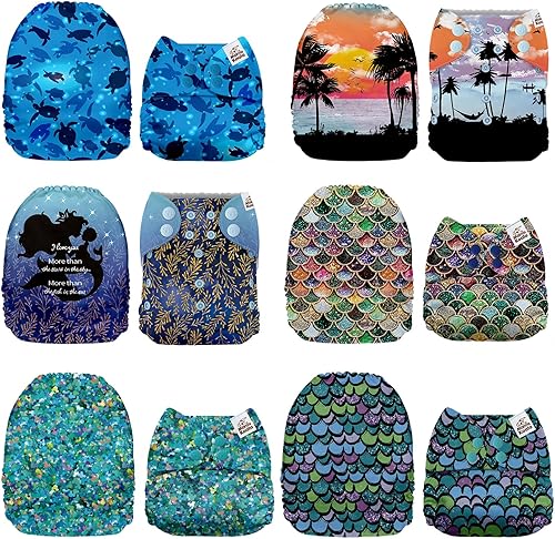 Miniatura 31 de Mama Koala 3.0 Pañales de tela para bebés, 6 unidades de pañales de bolsillo lavables y reutilizables de talla única para recién nacidos y niños