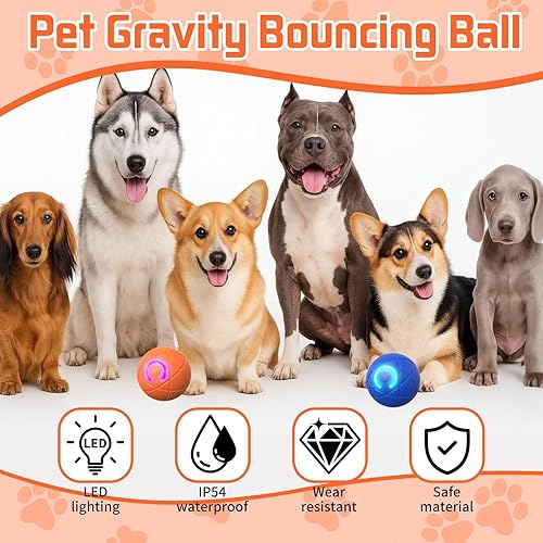 Miniatura 3 de Pelotas interactivas de juguetes para perros, juguete automático de bola agitada rodante para cachorros pequeños y medianos, pelota inteligente para