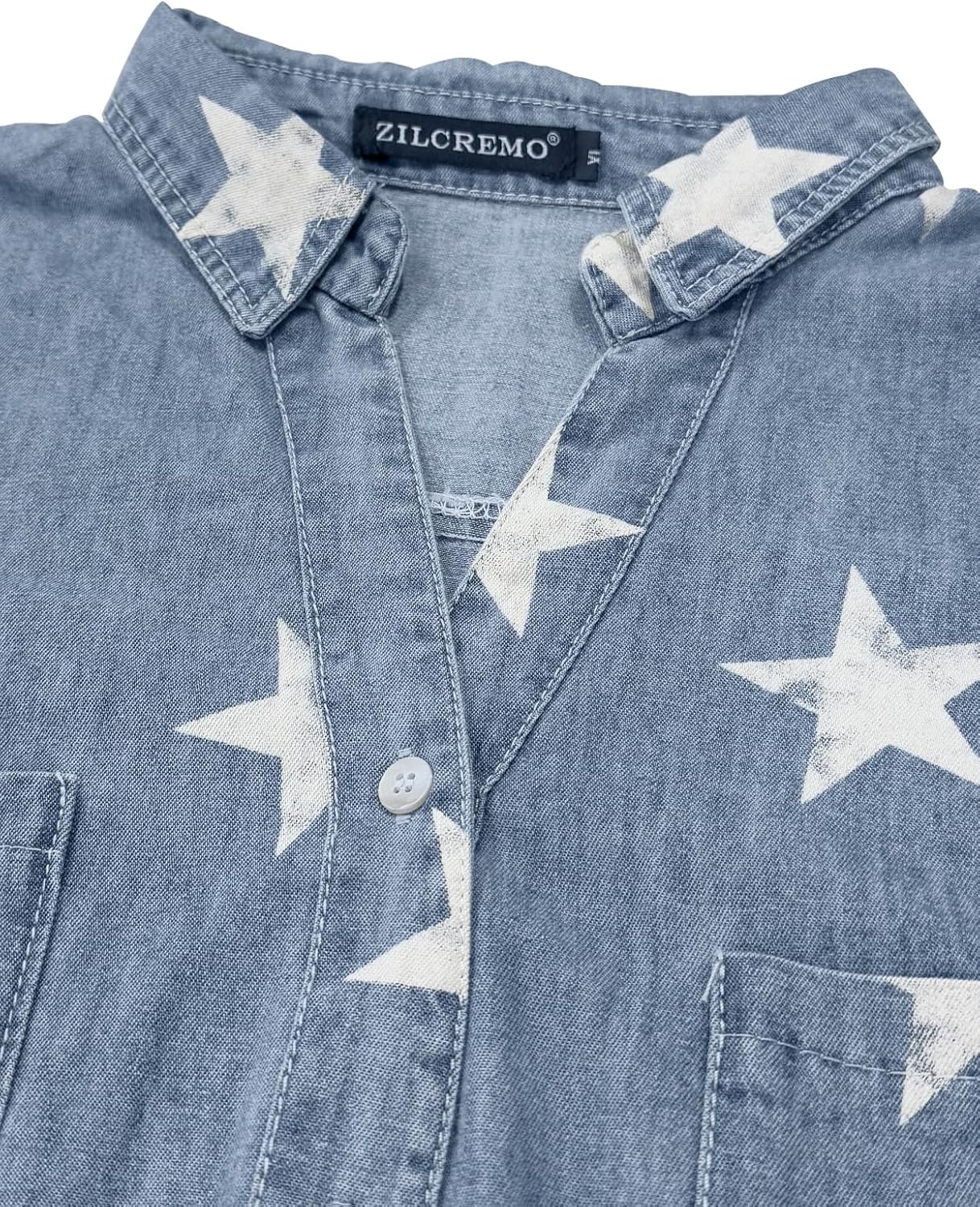 Zilcremo Women Denim Shirt Dresses Long Sleeve Distressed Jean Dress Button Down Casual Tunic Top - Image 4