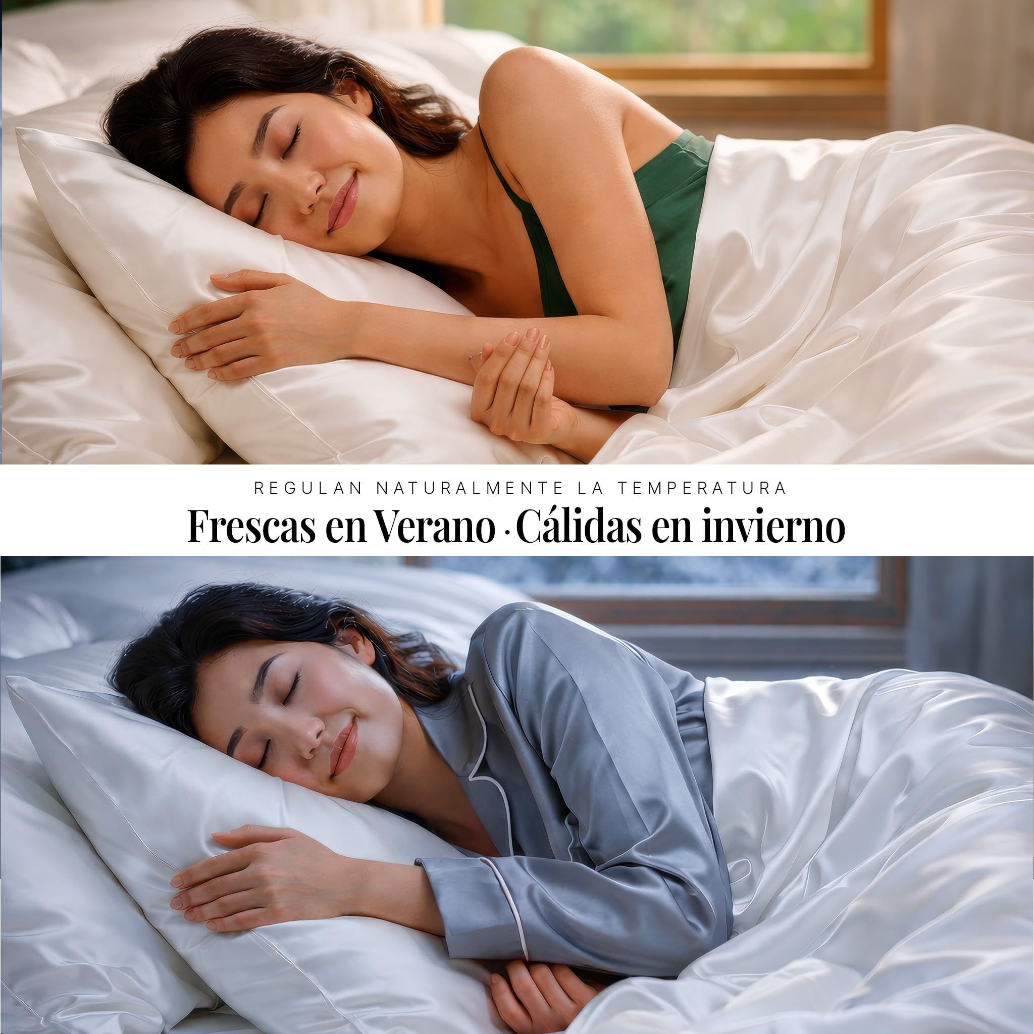 Funda Almohada Seda 135 cm - MELOPIDO - Seda Morera 22 Momme 6A Mulberry Natural hipoalergénica Transpirable antiácaros termorreguladora Cuidado Piel Cabello - 135x45 cm Azul Navy