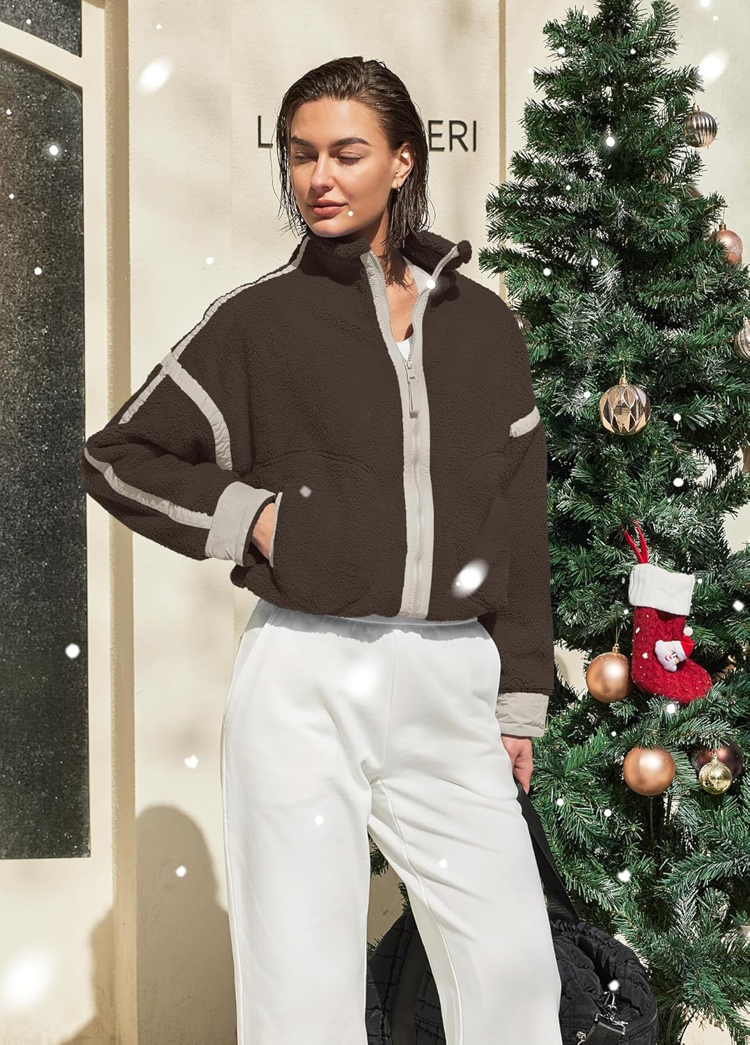 Panadila Womens Fleece Zip Up Jacket Fuzzy Sherpa Jacket Casual Teddy Coats Winter Outerwear with Pockets - Image 4